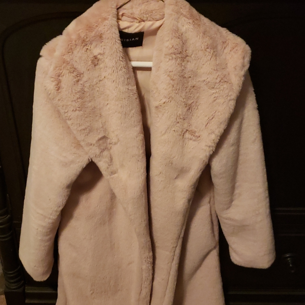 Blush Pink longline Faux Fur Coat. SALE❗️❗️2 Left